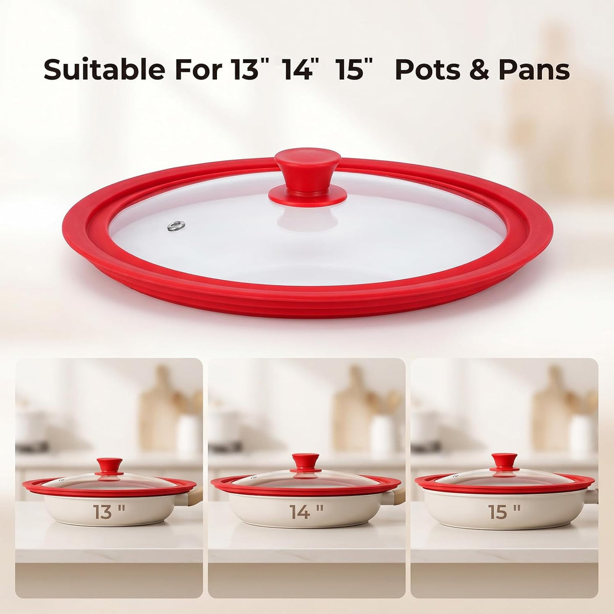 13-14-15 in Universal Pan Lid for Pots, Pans, Diameter Cookware