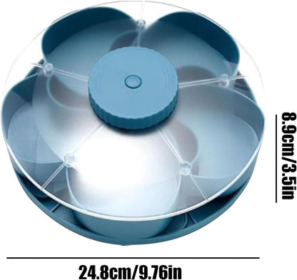 Divided Serving Tray Thats Spins | Spins Snackle Box Container | 5 Compartments Rotating Snack Spinner Serving Tray with Lid | Snack Organizer Appetizer Fruit Servings Trays for Partys, Kitchen