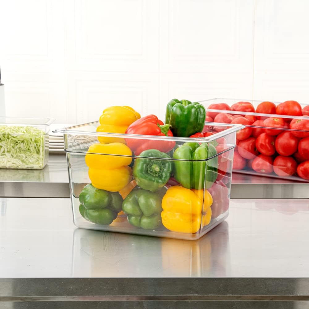 Restaurantware-2.5 Inch Deep Food Pans, 1 1/6 Size Commercial Food Storage Container - Freezable, Break-Resistant, Clear Plastic Cold Pans, Dishwashable, For Kitchens, Restaurants, Or Cafeterias
