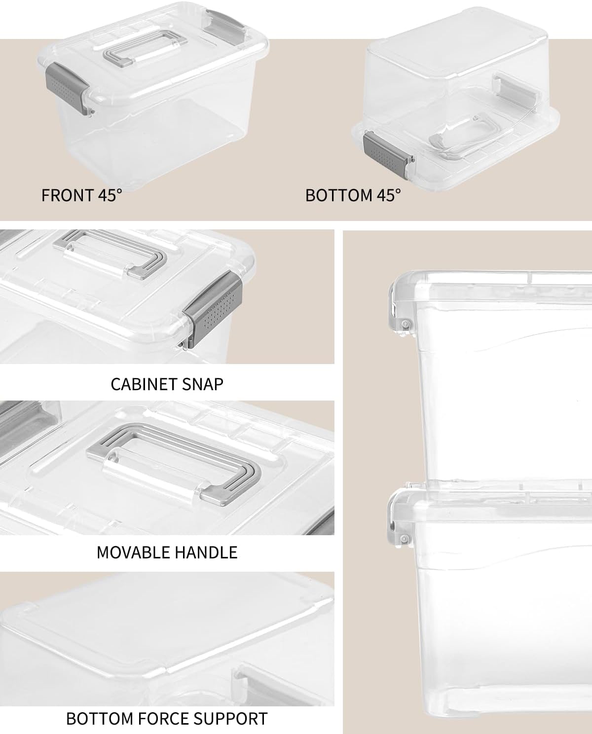 EOENVIVS Plastic Storage Bins with Lids 6 Packs, 7 Quart Storage Organizer Bins with Buckle-Up Latches and Handle, Stackable Storage Containers for Home Pantry Office Classroom Organization, Clear