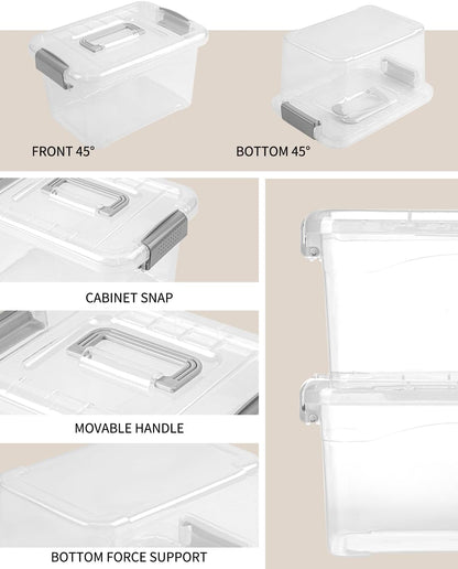 EOENVIVS Plastic Storage Bins with Lids 6 Packs, 7 Quart Storage Organizer Bins with Buckle-Up Latches and Handle, Stackable Storage Containers for Home Pantry Office Classroom Organization, Clear