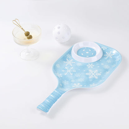 UPware Watermelon Melamine Chip and Dip Snack Tray, Summer Fruit Pickleball Paddle Shape Platter for Chips, Salsa, Fruits, and Appetizers, 15.75 x 8 Inch