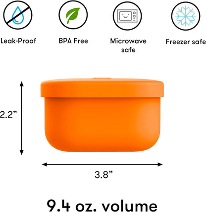 OmieBox Silicone Leakproof Snack Containers To Go, Food Storage Containers with Lid, School Lunch Bento Container - BPA Free, Airtight, Dishwasher and Freezer Safe, Oven Safe - 9.4 ounces (Pink)