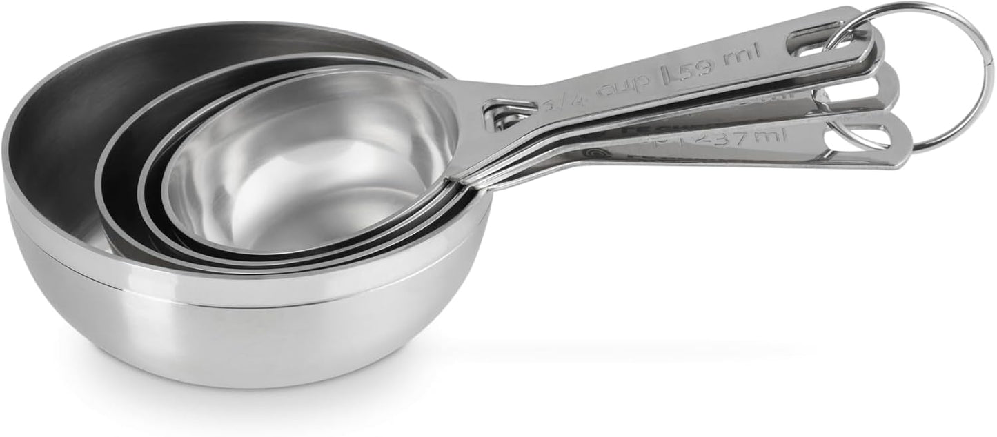 Le Creuset Stainless Steel Measuring Cups, Set of 4 | Set includes: 1/4, 1/3, 1/2, and 1 cups