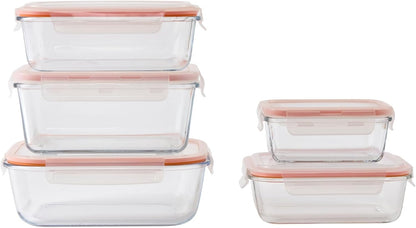 IMUSA Glass Food Storage Containers with Lids 6-Piece Set, Borosilicate Meal Prep Containers with Silicone Seal, Leakproof, Airtight, Freezer, Oven & Microwave Safe