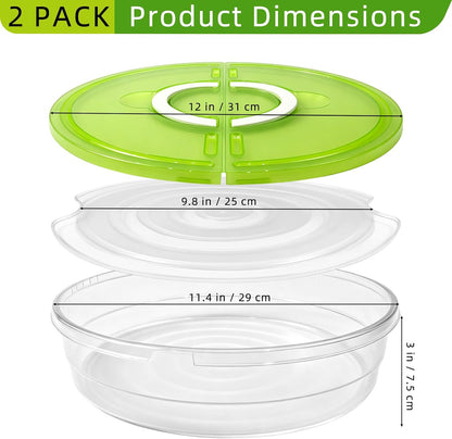 2 Pack 12 Inch Food Storage Container with Lid and Handle, Round Plastic Pizza Slice Storage Container, Reusable Pie Carrier Keeper for Food Cake Cheesecake, Clear