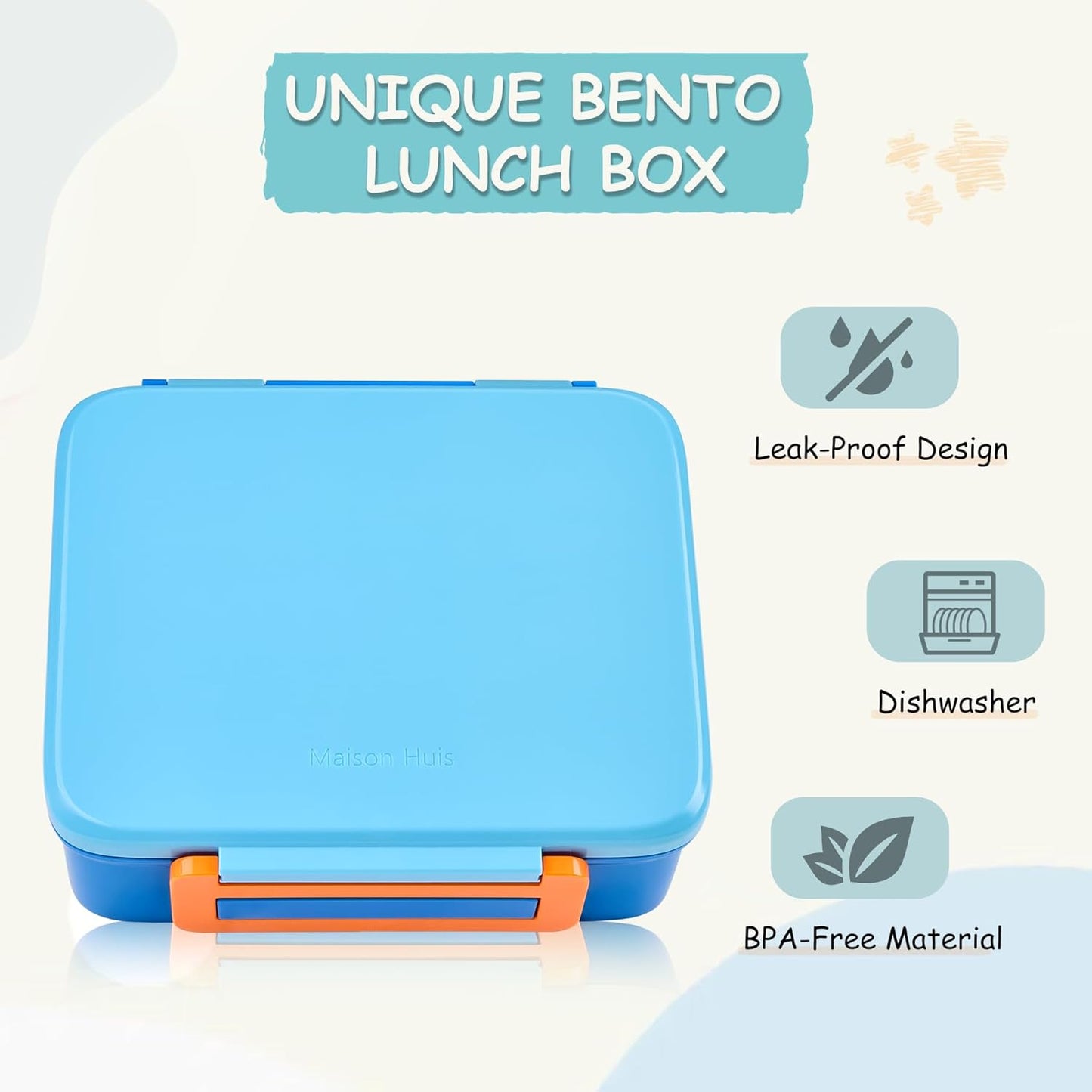 Bento Lunch Box for Kids with 8oz Soup Thermo Leak-Proof Lunch Food Containers with Snack Sauce Container for Kid Girls Boys to School (Pink Mermaid)