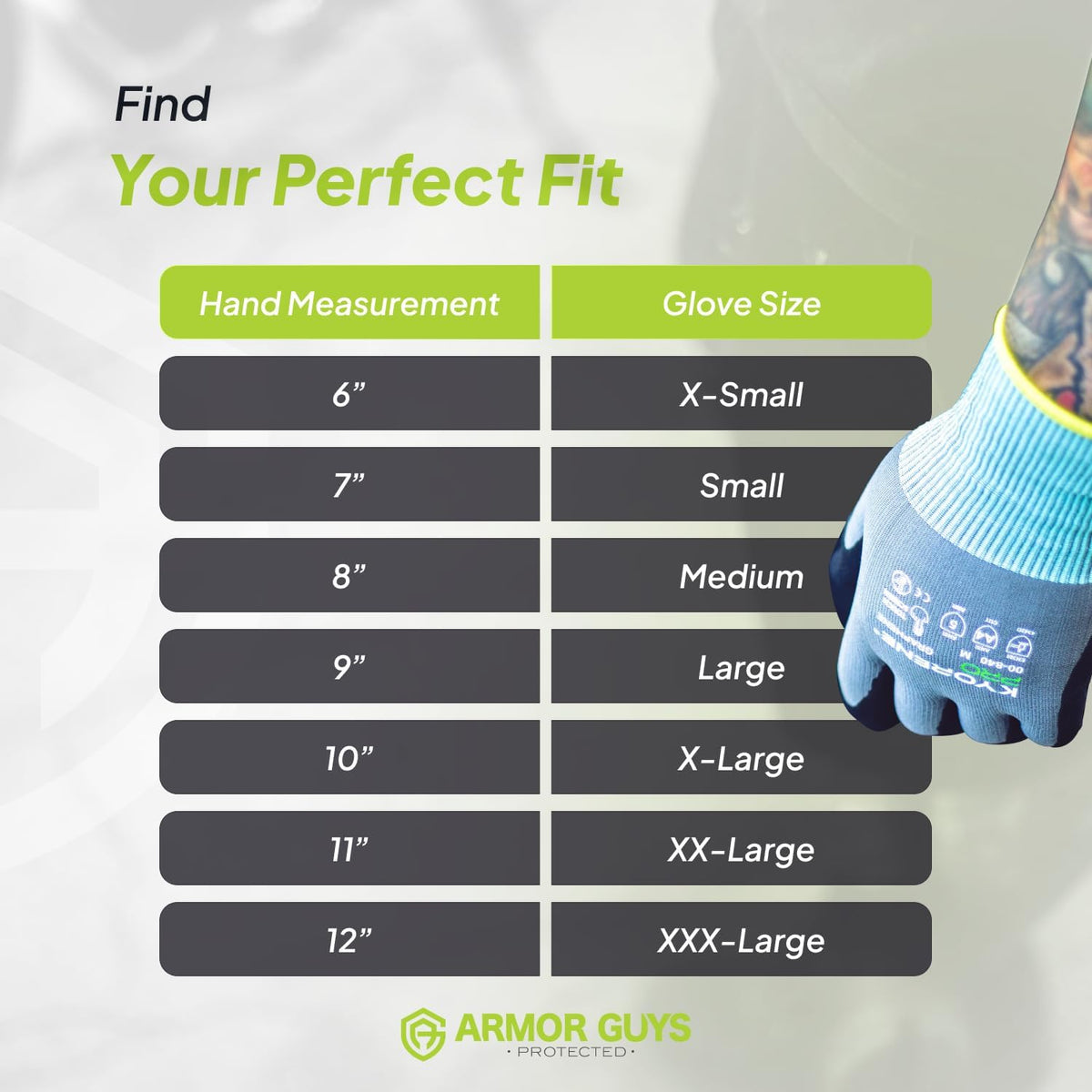 Armor Guys 00-840 Cut Resistant Work Gloves, ANSI A4, Large, 3 Pairs