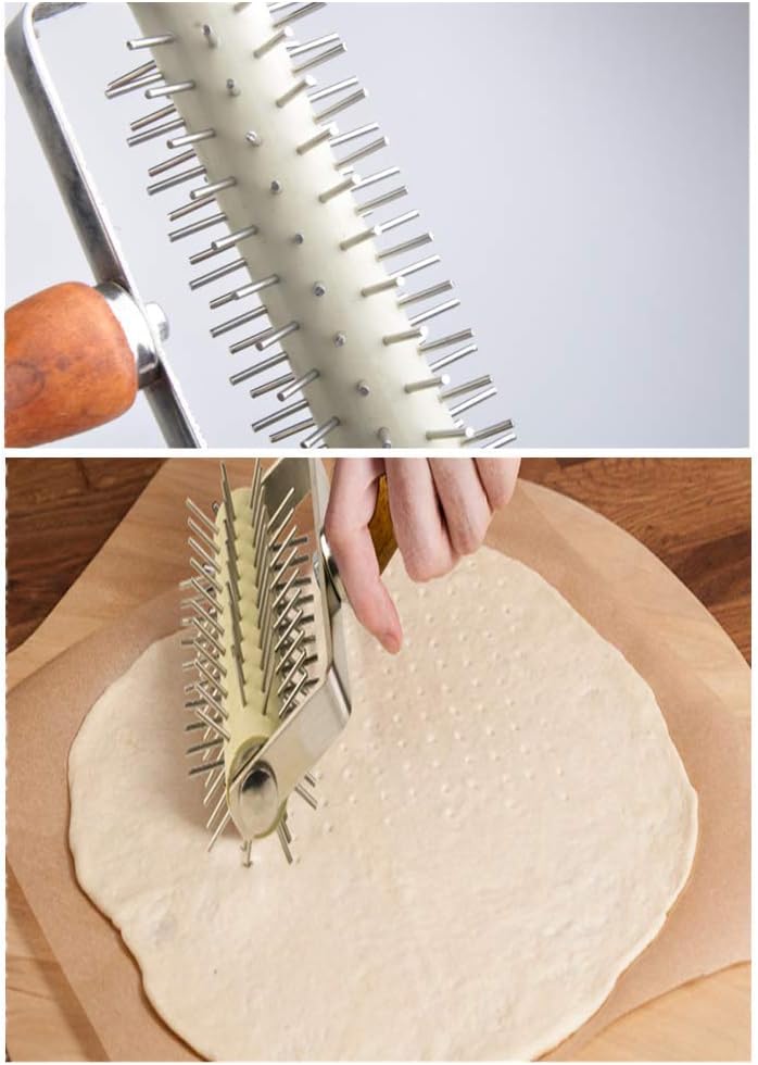 Stainless Steel Pizza Dough Roller Docker Needle Roller
