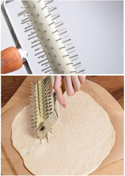 Stainless Steel Pizza Dough Roller Docker Needle Roller
