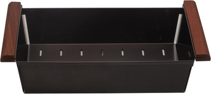 Strictly Sinks Black Stainless Steel Colander - Premium Quality Over the Sink Colander with Non-Slip Handles, Sink Colander for Kitchen Sink to Rinse Fruits & Vegetables(17-3/8" x 8-1/8" x 4-3/4")
