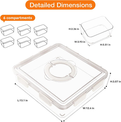 Divided Serving Tray with Lid & Handle, 4 Compartment Removable Snack Box, Kitchen Organizers and Storage, Snackle Box Container, BPA-Free Fruit Storage Container for Berry, Snack, Candy, Nuts…