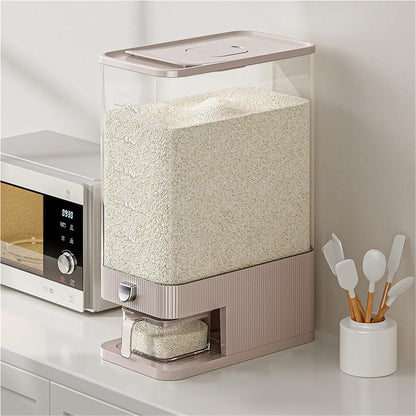 22 lbs Large Capacity Rice Dispenser with Airtight Lid, Multipurpose Rice Storage Container Measuring Cup for Kitchen, Rice, Soybean Corn(Purple)