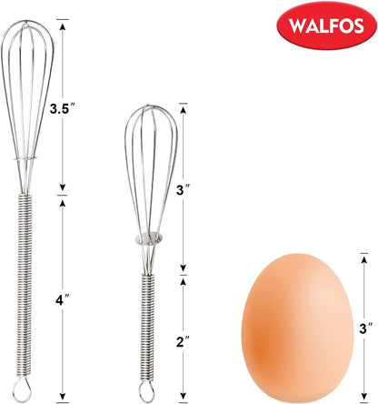 Walfos Silicone Whisk,Stainless Steel Wire Whisk -Heat Resistant 480°F Kitchen Whisks for Non-stick Cookware,Balloon Egg Beater Perfect for Blending,Whisking,Beating,Frothing & Stirring,Black