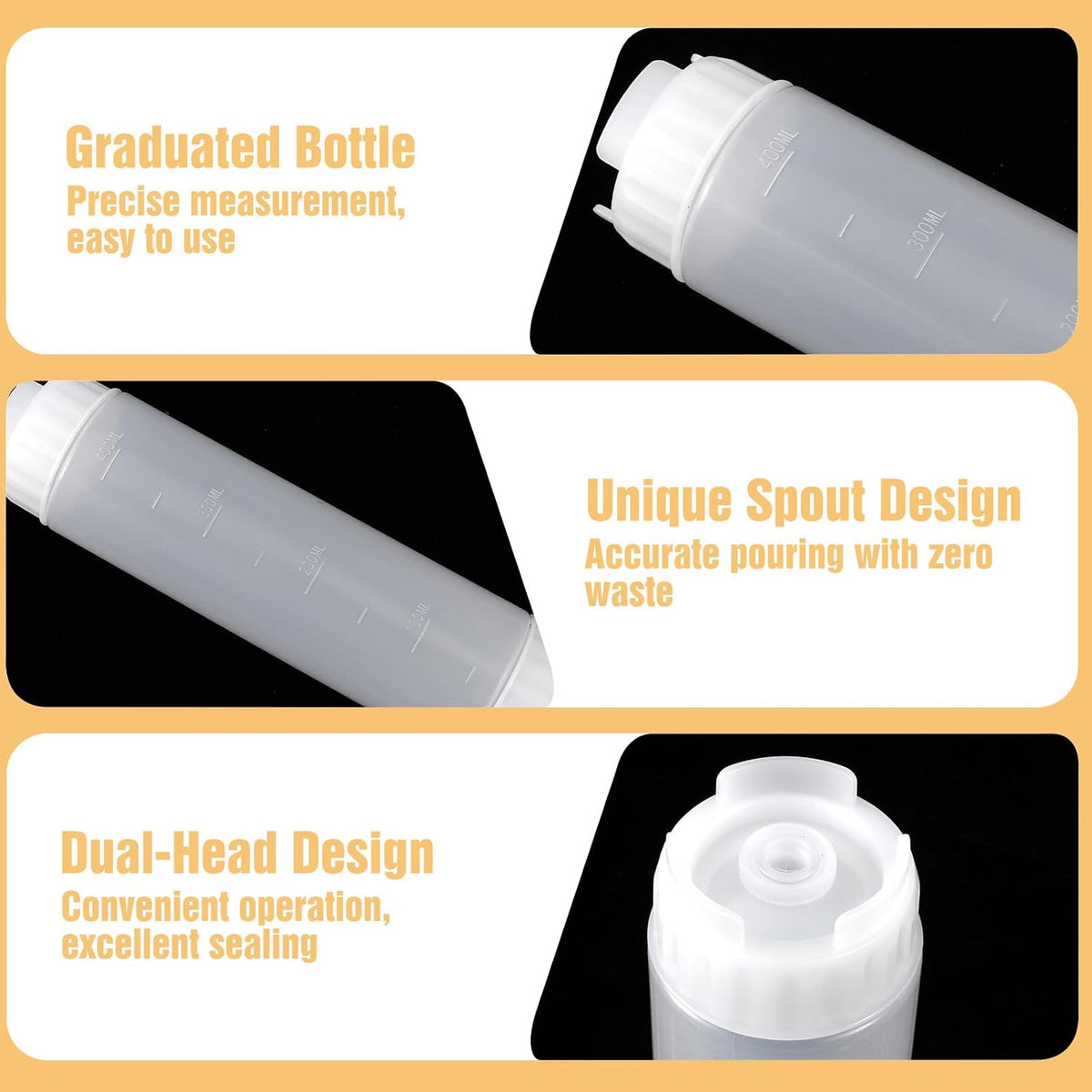 2 Pcs 16 oz Inverted Squeeze Bottles, Valve Condiment Dispenser (Black)