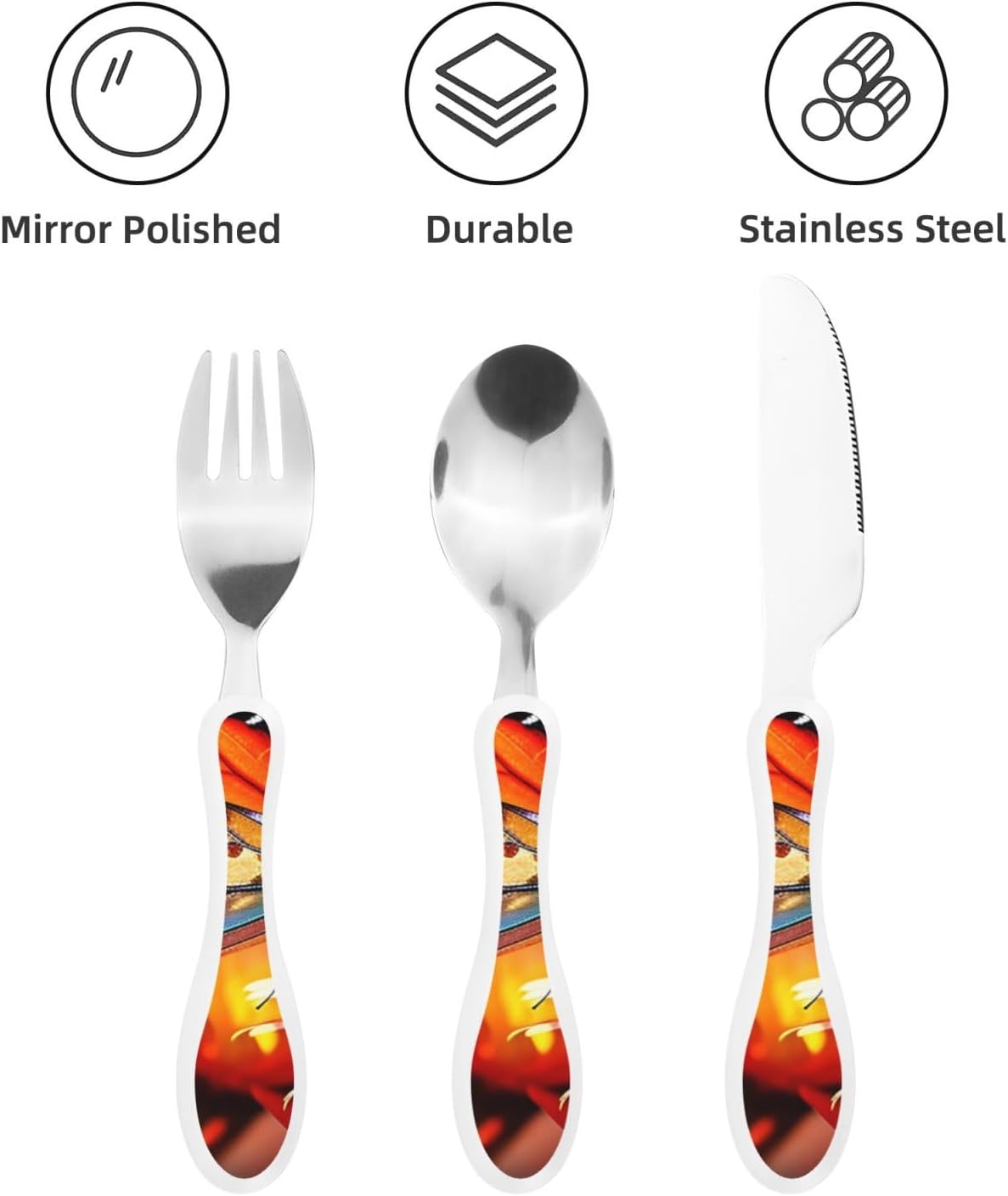 3-Piece Kids Silverware Set With Storage Case, Stainless Steel Reusable Children Safe Knife Spoon Fork Set African Lion Black And White Children Flatware Set For Kids Lunch Box