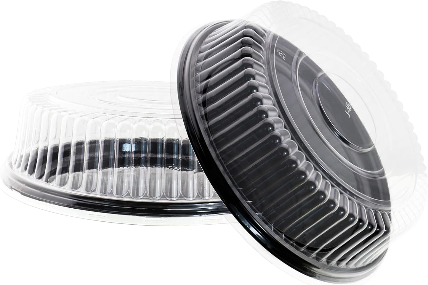 12" [5 Pack] Round Cake Pies Carriers, Black Serving Tray with Clear Lid, Disposable Cake Containers with Dome Lids Dessert Sandwich Trays for Party