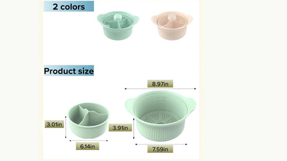 3-in-1 Microwave Steamer, 42oz Silicone Basket with Lid for Veggies, Fish & Baby Food | BPA-Free,Dishwasher & Oven Safe (Green)