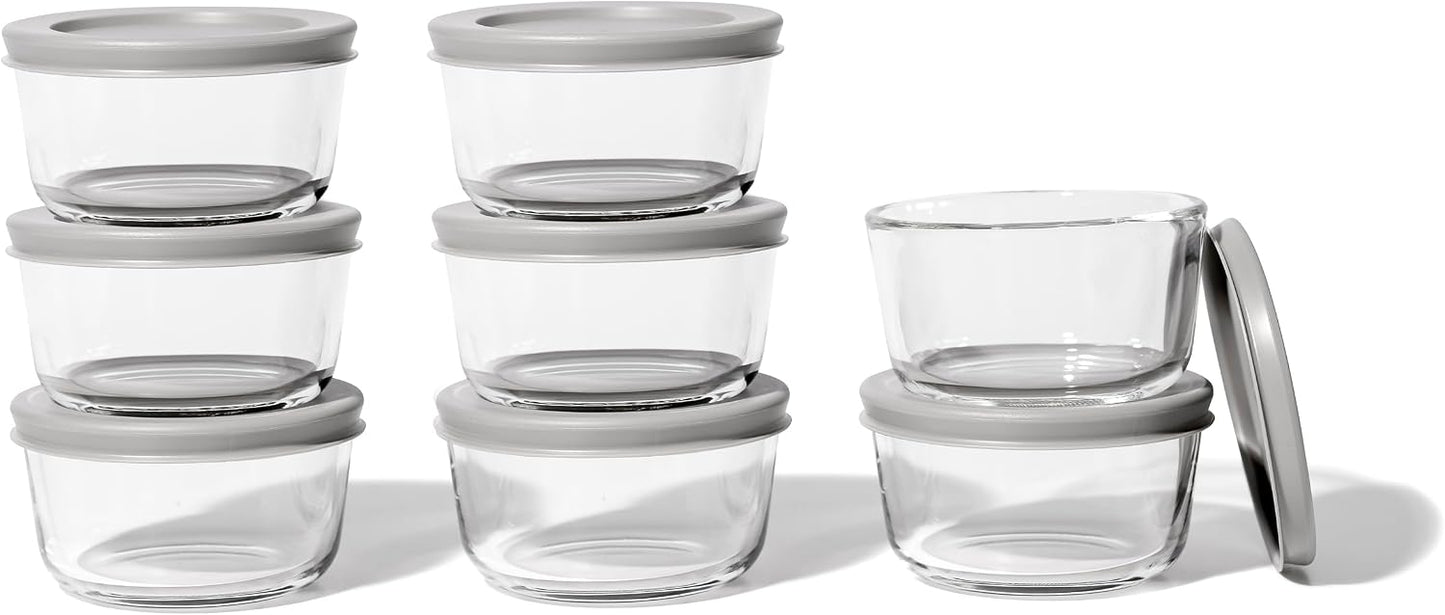 6-Piece Glass Food Storage Containers Set (3 Containers + 3 BPA-Free Lids) | 2-Cup, Leakproof | Microwave, Freezer, Oven & Dishwasher Safe | Ideal for Meal Prep & Pantry Organization, Pistachio