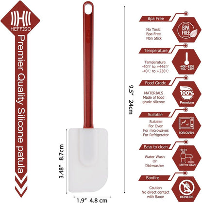 3 PCS Commercial Grade Heat Resistant Silicone Spatulas, 9.5-Inch Rubber Spatulas for Baking, Nonstick & BPA-Free