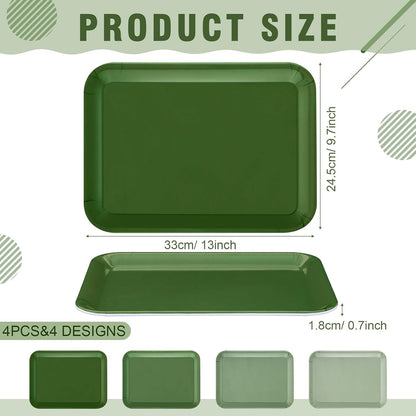 4 Pieces Basketball Serving Trays - Sports Melamine Platters Reusable Rectangle Party Trays for Basketball Sports Theme Party Food Dessert Serving Supplies, 13 x 9.7 inch