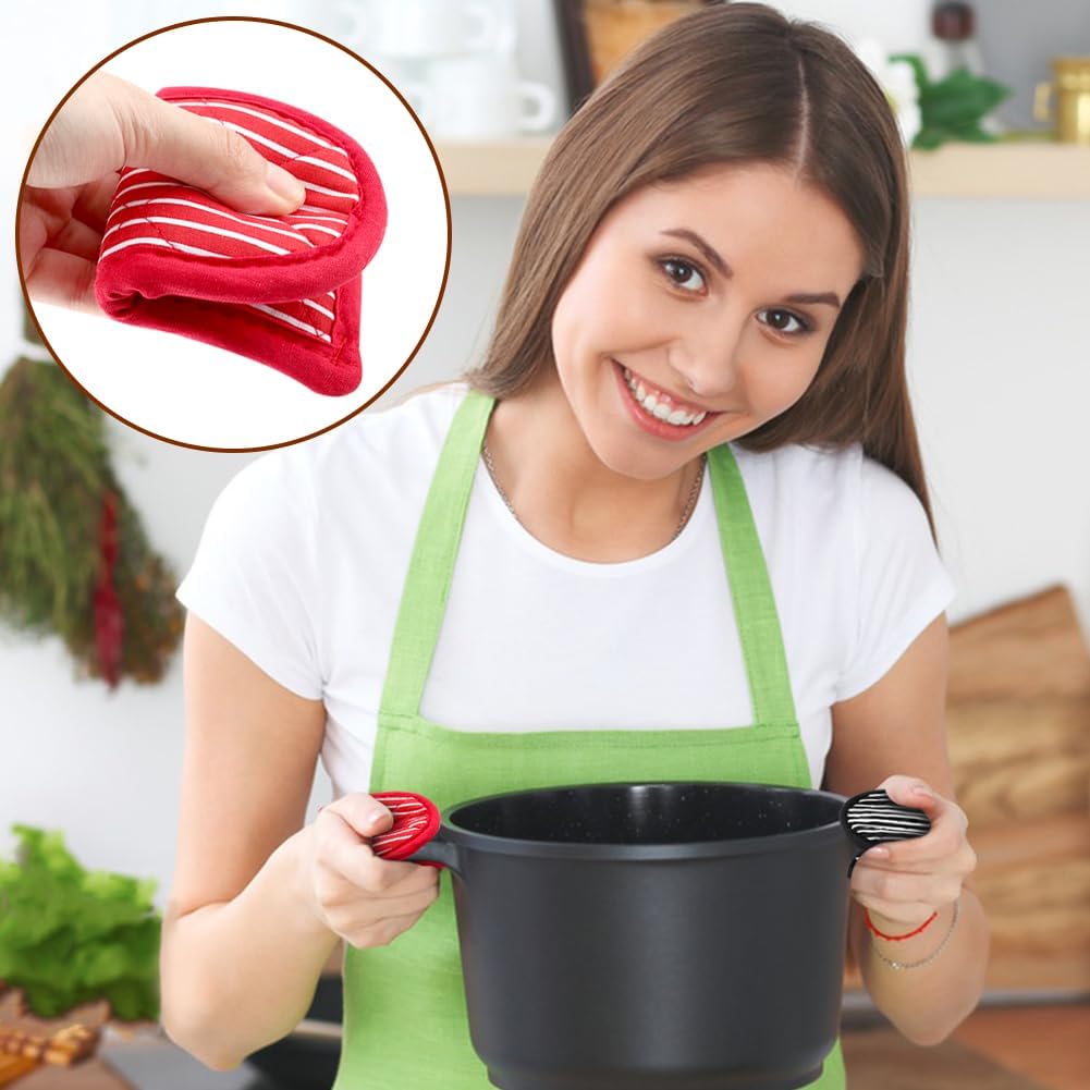 CALIDAKA 4Pcs Pan Handle Sleeve Silicone Hot Handler Holder,Cast Iron Skillet Handle Covers Heat Resistan t Pot Handle Sleeve for Cast Iron Pans,Metal Pots, Griddles Cooking Supplies