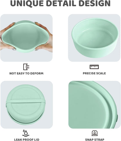 Silicone Food Storage Containers Bowl, Set of 3 Reusable Silicone Bento Lunch Box Containers with Lids (17oz, 25oz, 42oz) Dishwasher, Microwave and Freezer Safe (Bright Yellow)