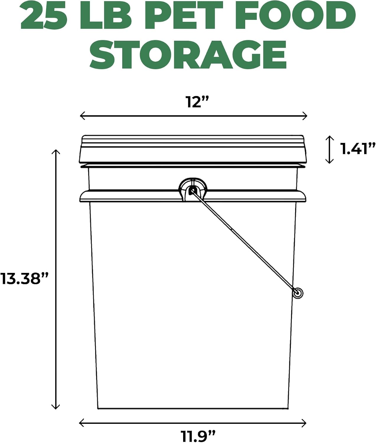 EconoHome Pet Food Storage Container – Holds Up to 25 lbs – Airtight Food Storage with Gamma Seal Lid – Heavy-Duty 90MIL Food Grade, BPA-Free Plastic – Easy Carry Handle – Grey