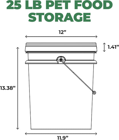 EconoHome Pet Food Storage Container – Holds Up to 25 lbs – Airtight Food Storage with Gamma Seal Lid – Heavy-Duty 90MIL Food Grade, BPA-Free Plastic – Easy Carry Handle – Grey