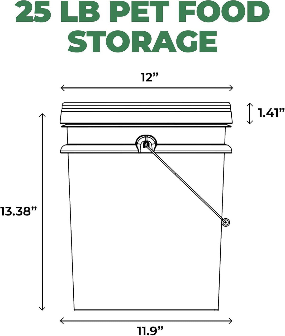 EconoHome Pet Food Storage Container – Holds Up to 25 lbs – Airtight Food Storage with Gamma Seal Lid – Heavy-Duty 90MIL Food Grade, BPA-Free Plastic – Easy Carry Handle – Grey