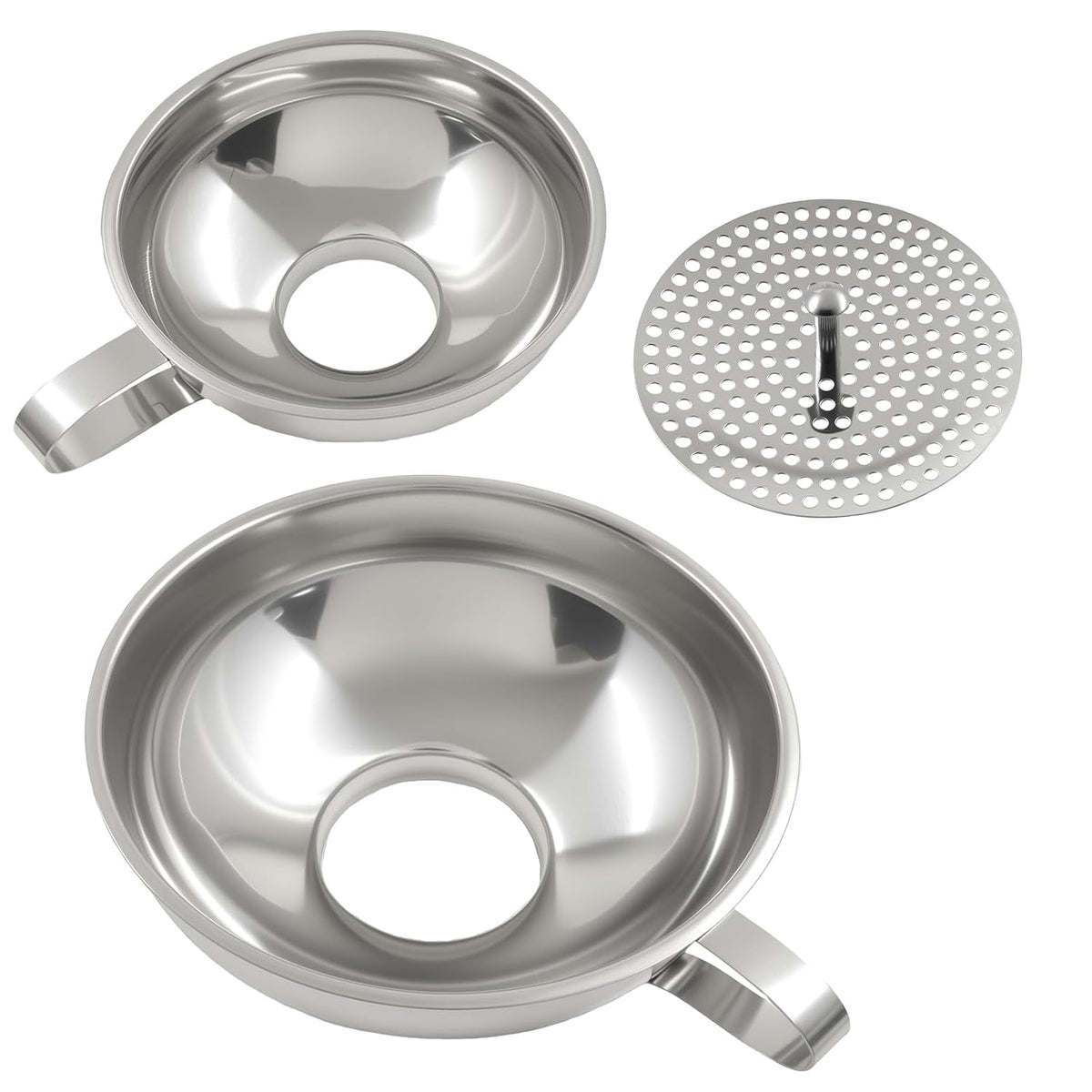 Biaungdo Canning Funnel with Strainer, 3 Pcs Wide Mouth Jar Funnels Set