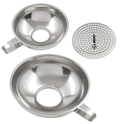 Biaungdo Canning Funnel with Strainer, 3 Pcs Wide Mouth Jar Funnels Set