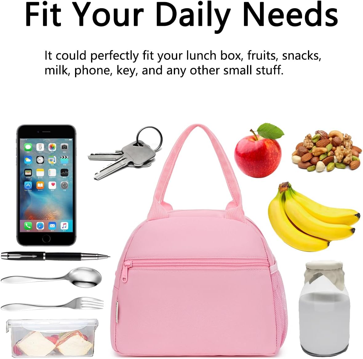GYEUKHAM Lunch Bag Women, Lunch Box for Adult Men Kids Girls, Small Cute Lunchbox Tote Large Capacity Insulated Lunch Container Cooler for Work School Picnic Travel, Black White Stripes