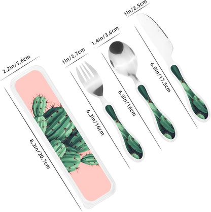3-Piece Kids Silverware Set With Storage Case, Stainless Steel Reusable Children Safe Knife Spoon Fork Set Yellow Sunflowers Children Flatware Set For Kids Lunch Box