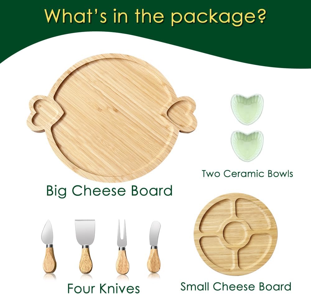 Charcuterie Boards Gift Set: Bamboo Charcuterie Cheese Board - Unique for Mom - House Warming Gifts New Home, Bridal Shower Wedding Gifts for Couple