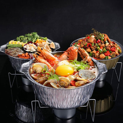 Toyvian 5pcs round Tin Foil Food Pans with Lids 4000ml Aluminum Foil Containers Multi-use Grill and Baking Pots for Bbq Cooking and Meal Prep