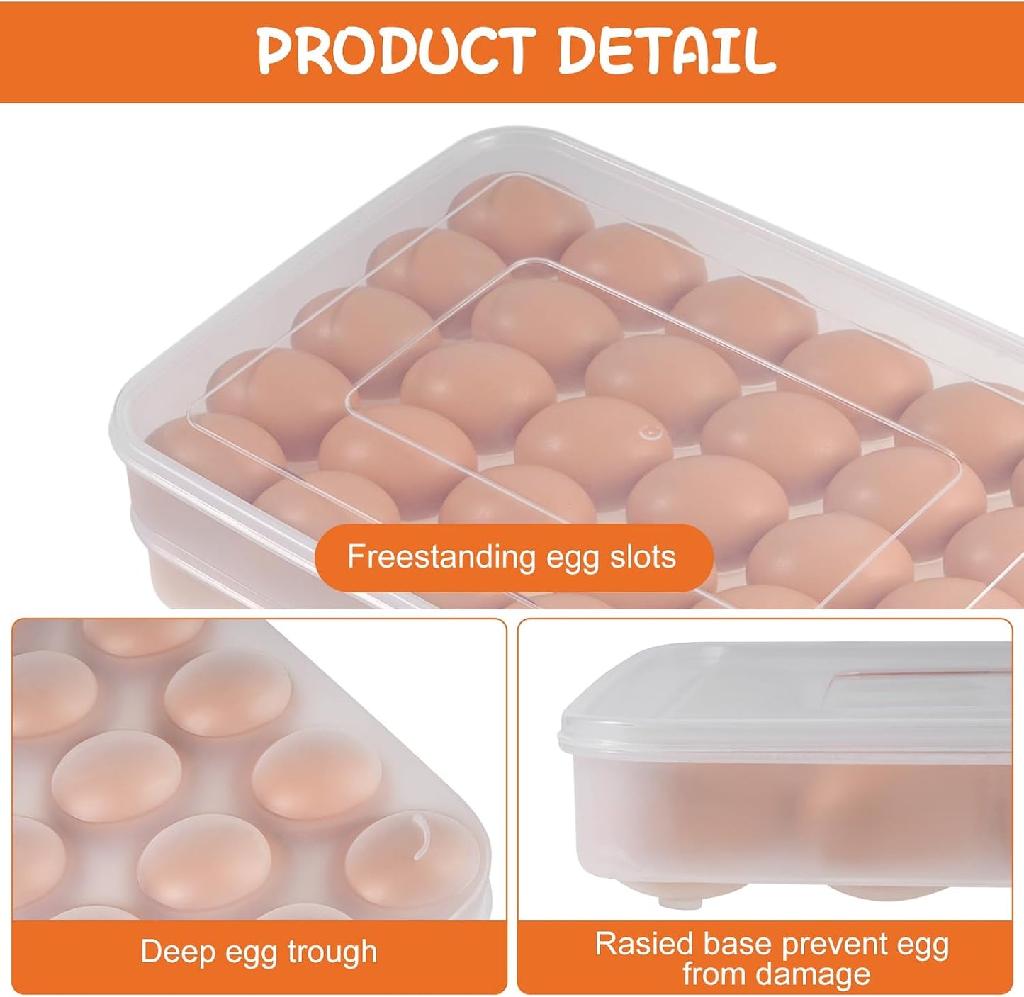 3 Pack Deviled Egg Containers with Lid and 8 Pcs Deviled Egg Injector Piping Tool, Egg Organizer for Refrigerator, Fridge Stackable Countertop Portable Egg Platter (pink,blue,green)