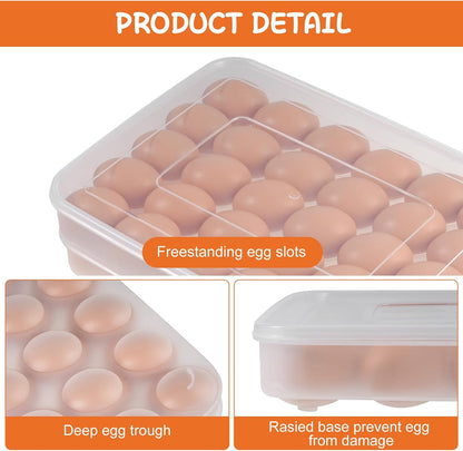 3 Pack Deviled Egg Containers with Lid and 8 Pcs Deviled Egg Injector Piping Tool, Egg Organizer for Refrigerator, Fridge Stackable Countertop Portable Egg Platter (pink,blue,green)