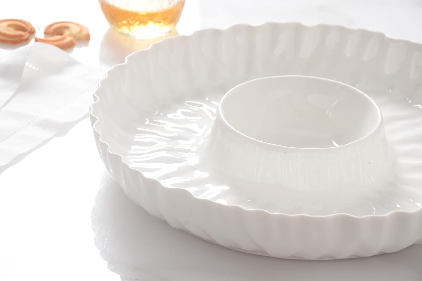 Pampa Bay Mascali Bianca Chip & Dip, 13"" D x 2"" tall, Small, White