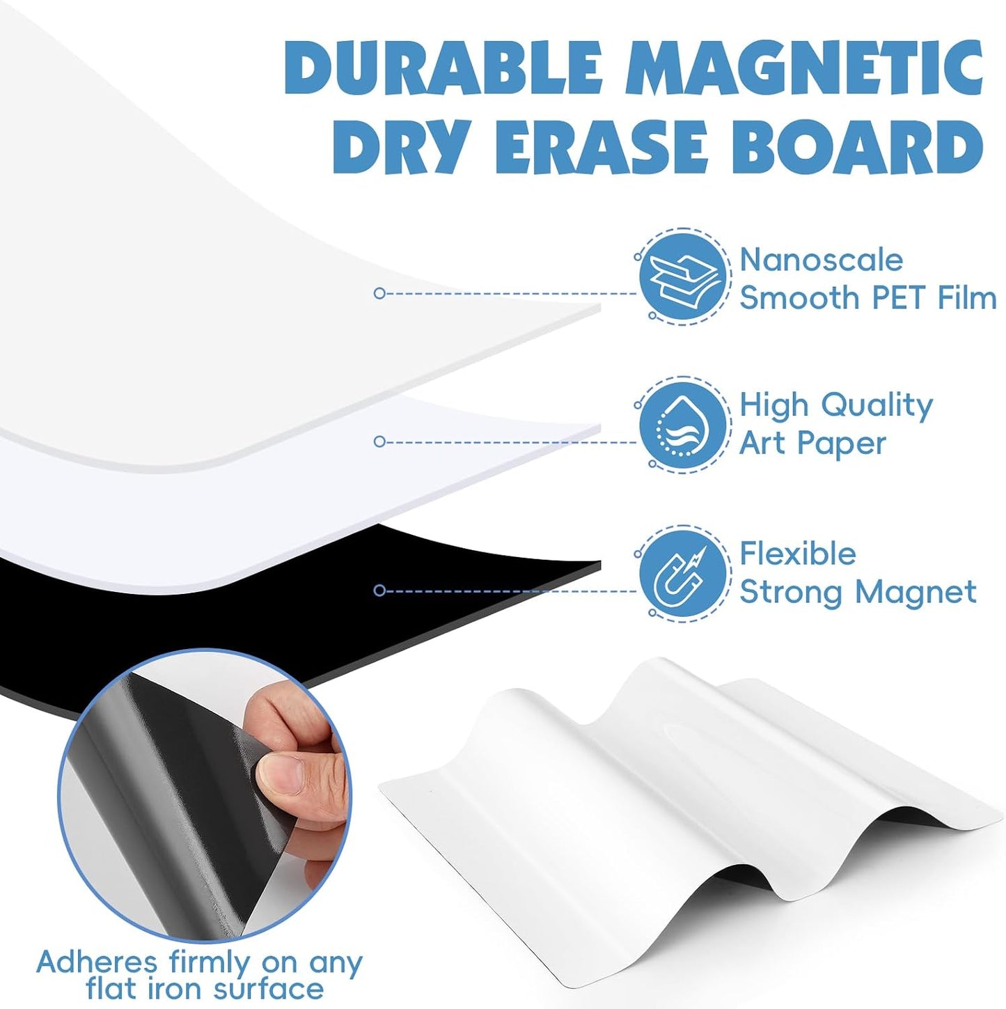 6 Pack Magnetic Dry Erase Board, 3 Pack 8'' x 12'' & 3 Pack 5'' x 8'' Magnetic Whiteboard for Fridge, Magnetism Notepad for Fridge with 6 Markers, 1 Eraser