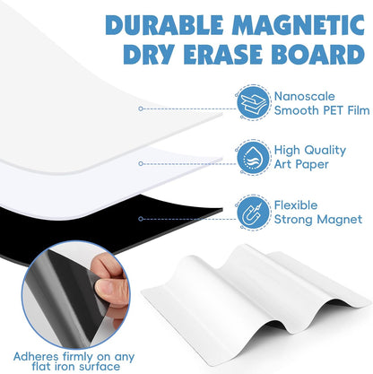 6 Pack Magnetic Dry Erase Board, 3 Pack 8'' x 12'' & 3 Pack 5'' x 8'' Magnetic Whiteboard for Fridge, Magnetism Notepad for Fridge with 6 Markers, 1 Eraser