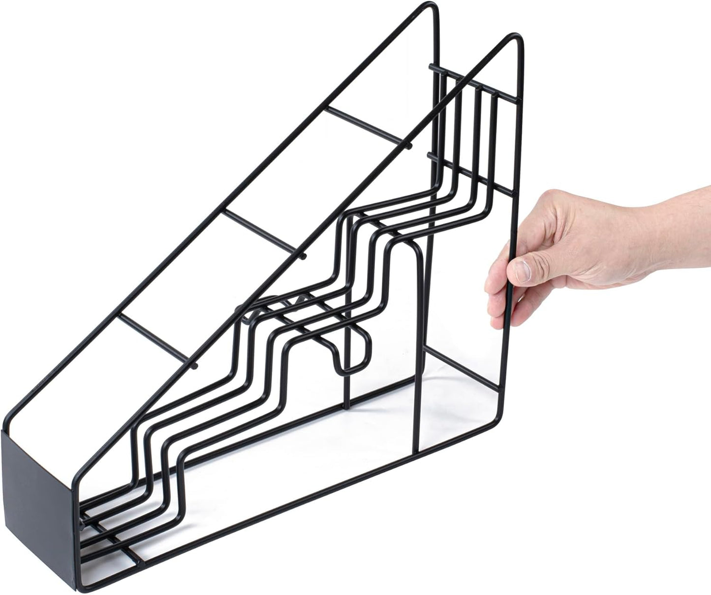 RW Base Black Iron Horizontal Portion Cup / Lid Organizer - 3 Section - 8 1/4" x 3" x 6" - 1 count box