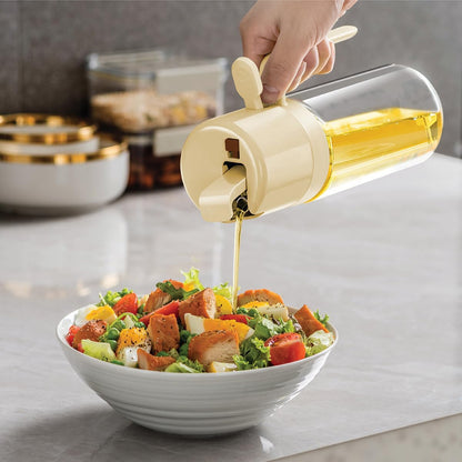 Glad 2 in 1 Oil Dispenser, 18.6oz/550ml - Olive Oil Sprayer for Cooking, Pouring Salad Dressing, and Grilling - Kitchen Gadget with Refillable Glass Bottle, Handle, and Mist or Pour Options - Rust