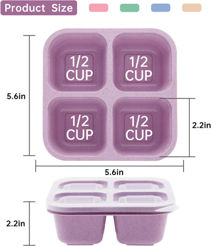 4 pack Bento Lunch Box, Snack Containers，Meal Prep Containers Kids/Toddle/Adults,Food Storage Containers for School, Work and Travel (4 and 3 Compartment Multicolor)