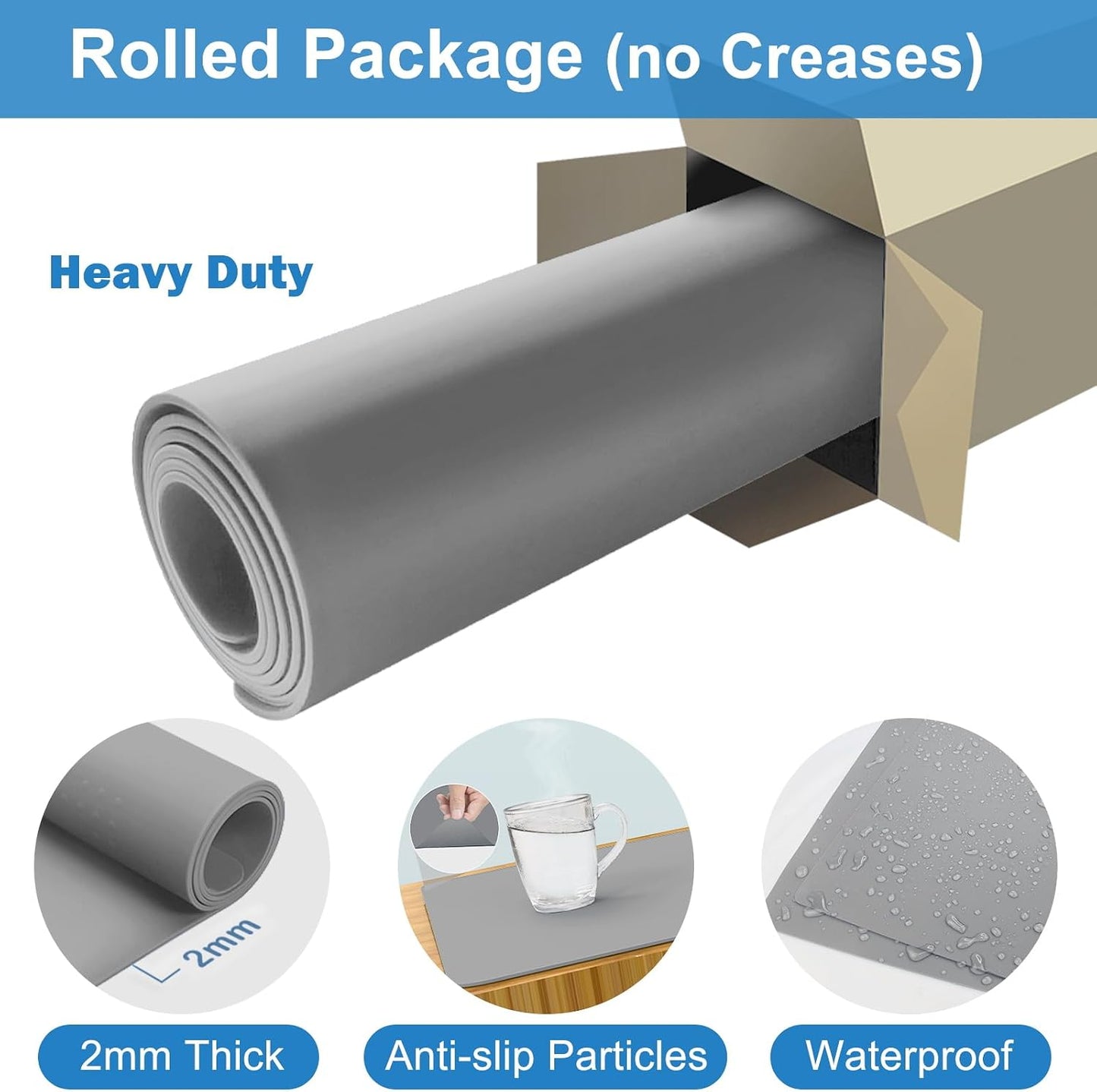 AECHY Extra Large Silicone Mat 78.74”x19.69”x0.08”, Multipurpose Silicone Mat Thick Heat Resistant Mat Shipped Rolled Up Kitchen Counter Mat Nonslip Silicone Mats for Kitchen Counter Translucent
