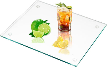 Tempered Glass Cutting Boards for Kitchen, 2Pcs Glass Chopping Boards, 16"x12" & 12"x8" Clear Glass Cutting Board Set With NonSlip Feet, Scratch Resistant, Heat Resistant, Easy to Clean