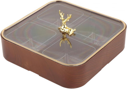 Dried Fruit Snack Candy Tray with Lid - Serving Dish Tray for Sweets, Cookies and Small Items, Style B