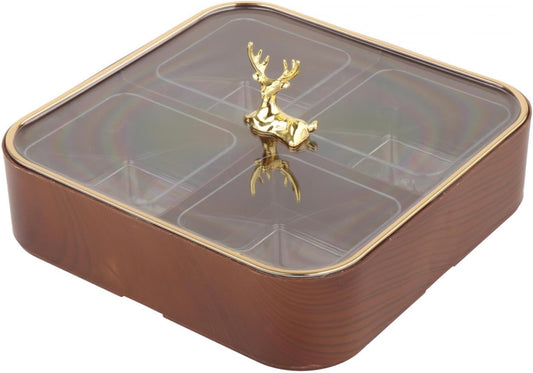 Dried Fruit Snack Candy Tray with Lid - Serving Dish Tray for Sweets, Cookies and Small Items, Style B