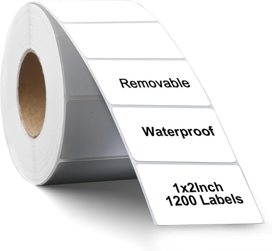 1200 Removable Freezer Labels 1x2 Inch Waterproof, Oil & Tear Resistant Blank Food Labels, Easy Peel No Residue Perfect for Refrigerator, Jars & Pantry Storage