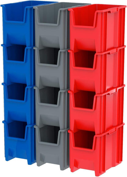 Akro-Mils 13018 Stak-N-Store Stackable Storage Bins, Heavy Duty Garage Storage Containers, Open Front Plastic Organizer for Tools, Shelves, Closet Organizer, 17-1/2" x 16-1/2" x 12-1/2", Clear, 2-Pack